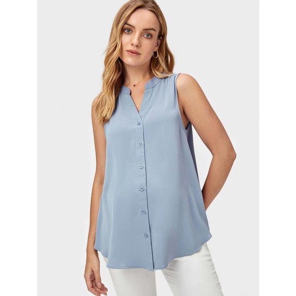 Maternity Notch Neck Button Placket Sleeveless Blouse black - Picture 7 of 9